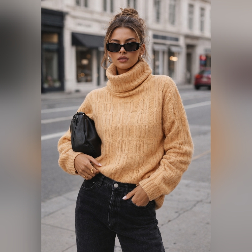 Vintage MAG for Bloomingdale's Cashmere Turtleneck Sweater Peach